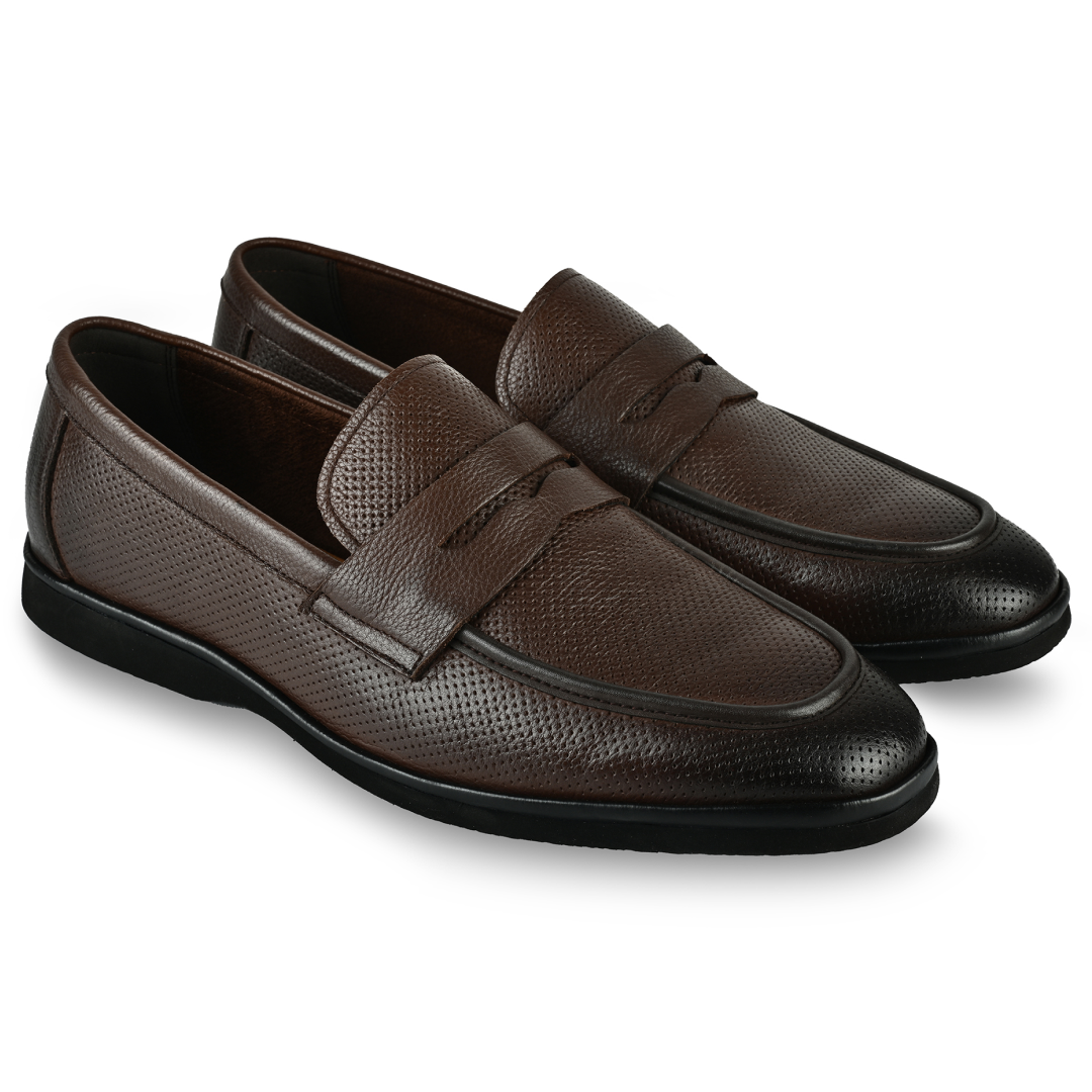 Brit Leather Penny Moccasins - Dark Brown