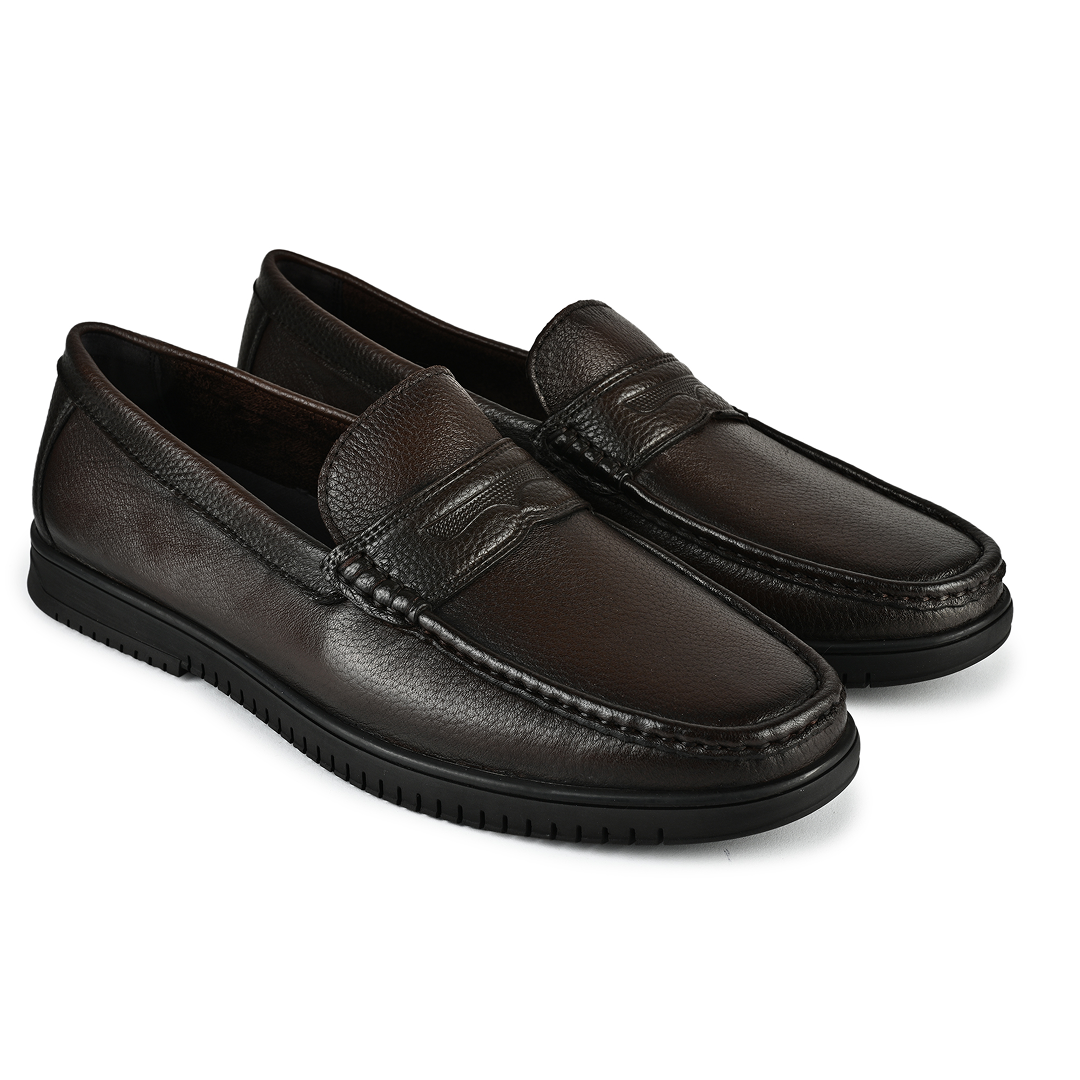 Shelby Leather Penny Moccasins - Dark Brown