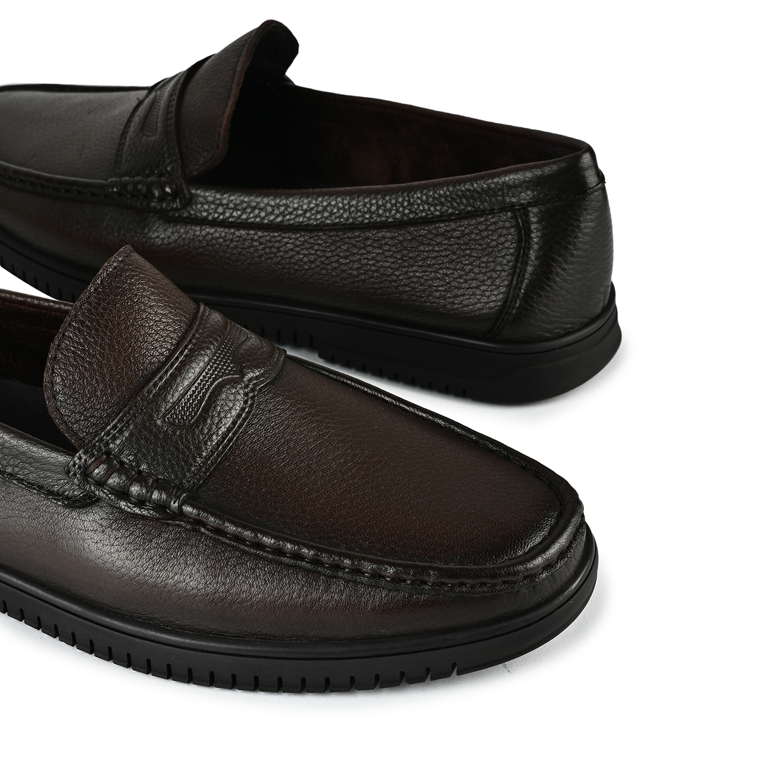 Shelby Leather Penny Moccasins - Dark Brown