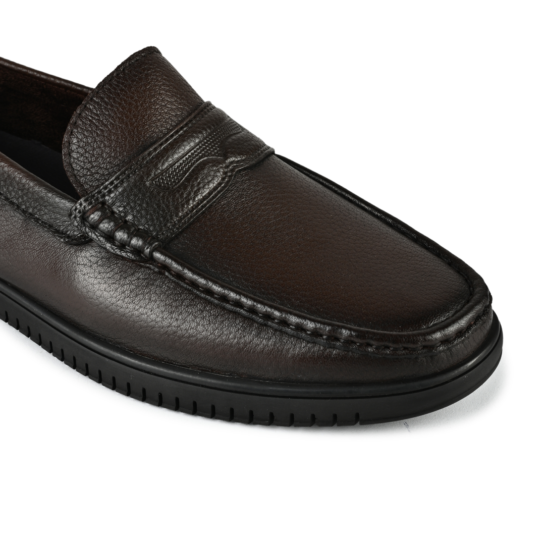 Shelby Leather Penny Moccasins - Dark Brown