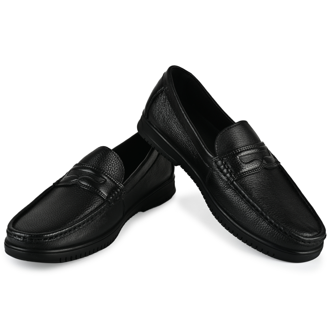 Shelby Leather Penny Moccasins - Black