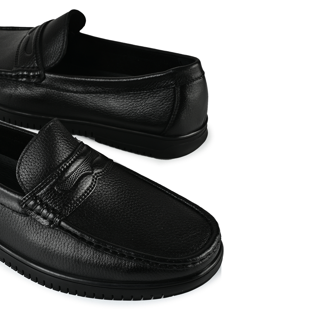 Shelby Leather Penny Moccasins - Black