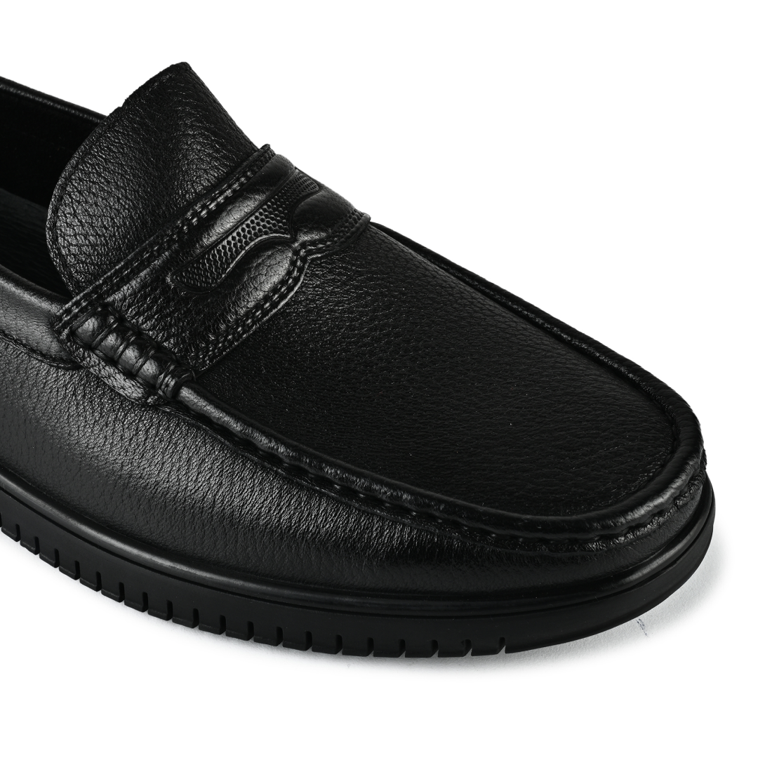 Shelby Leather Penny Moccasins - Black