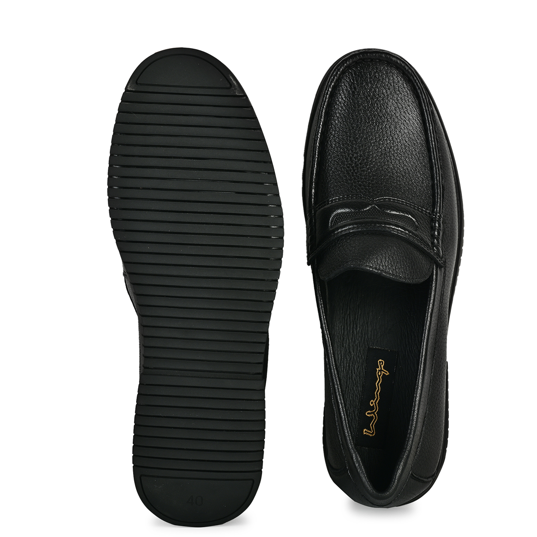 Shelby Leather Penny Moccasins - Black