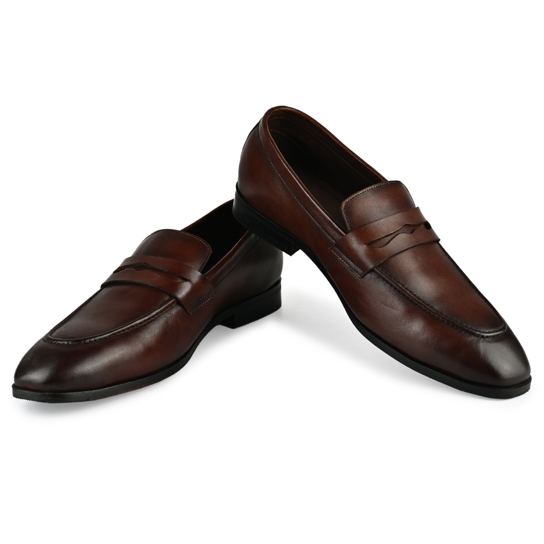 Allen Leather Penny Moccasins - Brown