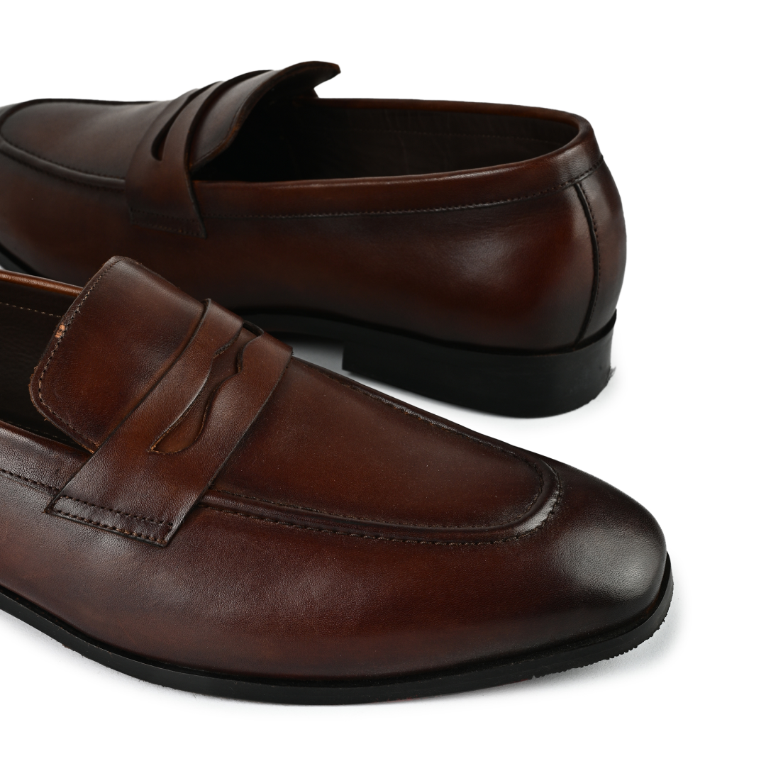 Allen Leather Penny Moccasins - Brown