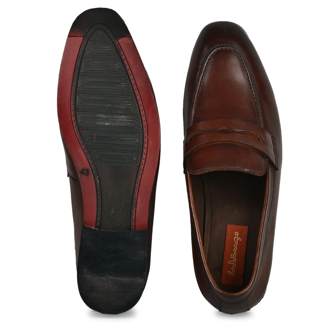 Allen Leather Penny Moccasins - Brown