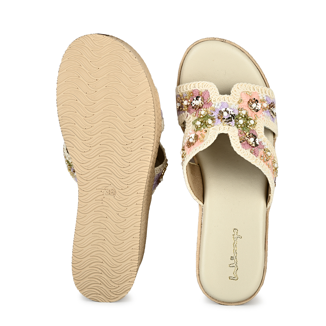 Lina Embroidered Wedge Sandals