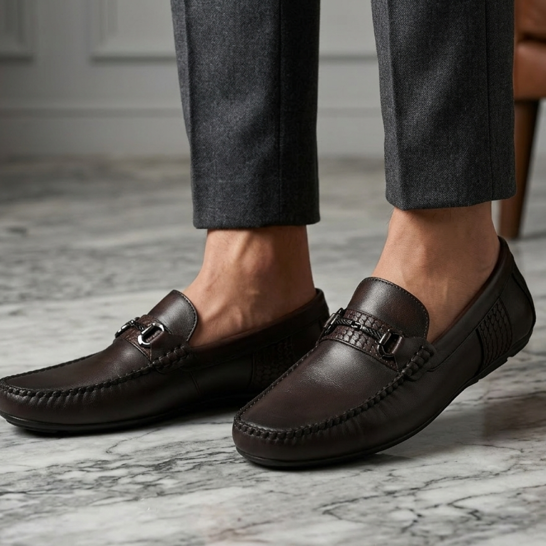 Thomas Men Horsebit Loafers- Dark Brown